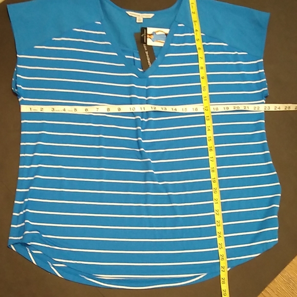 ADRIENNE VITTADINI NWT v-neck blue striped… - Picture 6 of 6